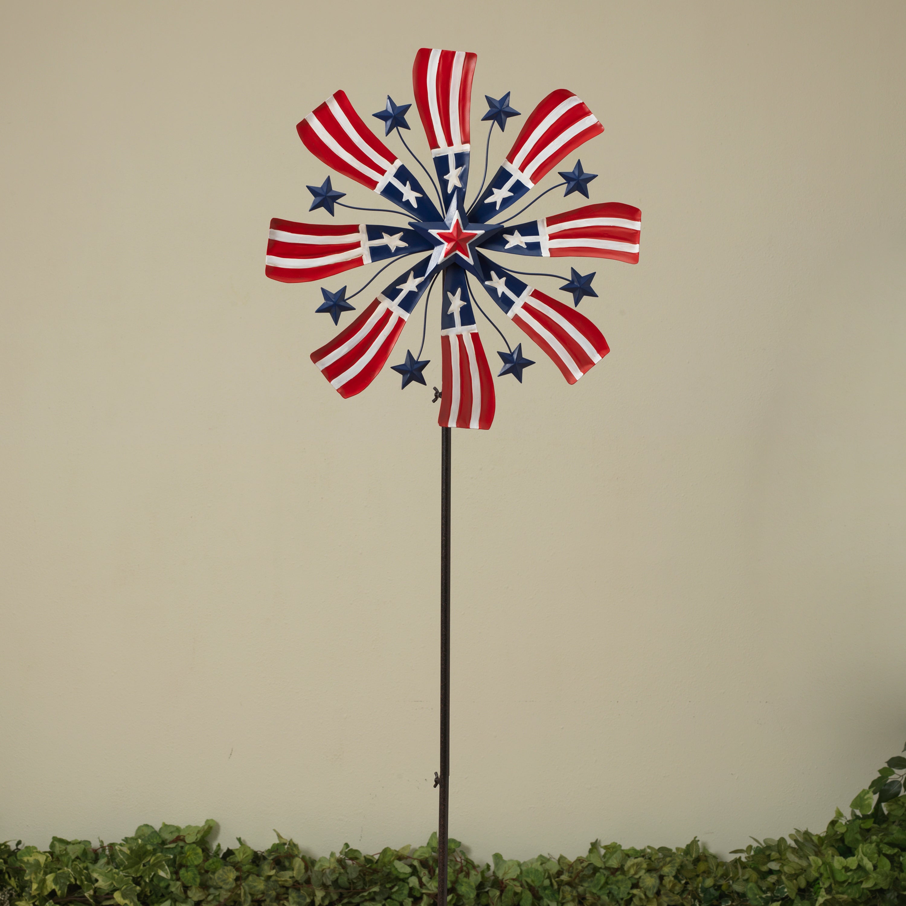 63 in. Metal Americana Wind Spinner Yard Stake